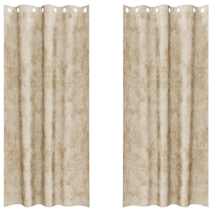 Sammetsgardiner med gardiner 2 pcs Kräm 260 x 140 cm Sammet