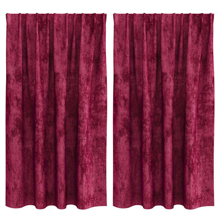 Sammetsgardiner med gardiner 2 pcs Vinröd 140 x 140 cm Sammet