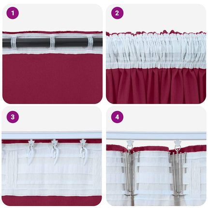 Sammetsgardiner med gardiner 2 pcs Vinröd 245 x 140 cm Sammet
