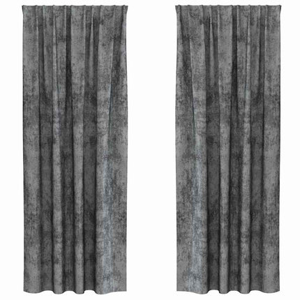 Sammetsgardiner med gardiner 2 pcs Grå 225 x 140 cm Sammet