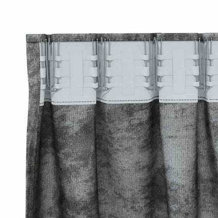 Sammetsgardiner med gardiner 2 pcs Grå 245 x 140 cm Sammet