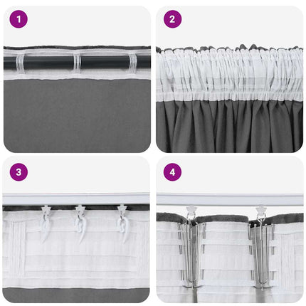 Sammetsgardiner med gardiner 2 pcs Grå 245 x 140 cm Sammet