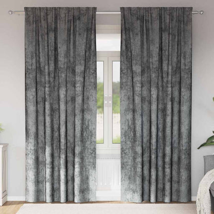 Sammetsgardiner med gardiner 2 pcs Grå 245 x 140 cm Sammet