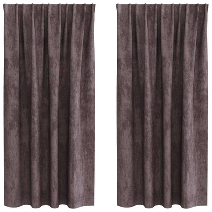 Sammetsgardiner med gardiner 2 pcs Brun 175 x 140 cm Sammet