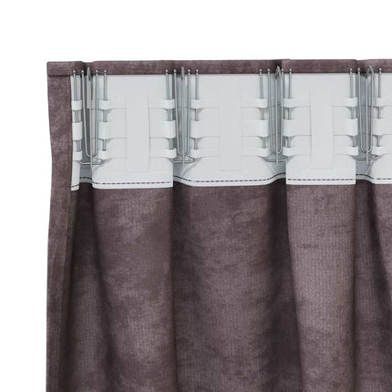 Sammetsgardiner med gardiner 2 pcs Brun 260 x 140 cm Sammet