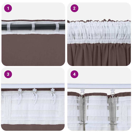 Sammetsgardiner med gardiner 2 pcs Brun 260 x 140 cm Sammet