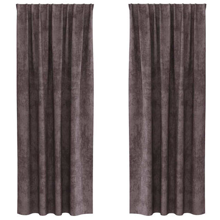 Sammetsgardiner med gardiner 2 pcs Brun 260 x 140 cm Sammet