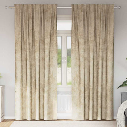 Sammetsgardiner med gardiner 2 pcs Kräm 225 x 140 cm Sammet