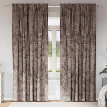 Sammetsgardiner 2 st Cappuccino 225 x 140 cm Sammet