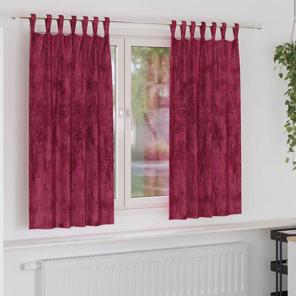 Sammetsgardiner med gardiner 2 pcs Vinröd 175 x 140 cm Sammet
