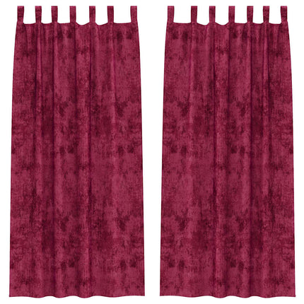 Sammetsgardiner med gardiner 2 pcs Vinröd 245 x 140 cm Sammet