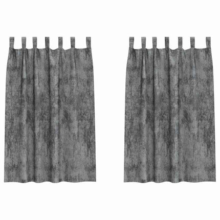 Sammetsgardiner med gardiner 2 pcs Grå 175 x 140 cm Sammet