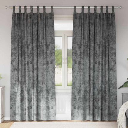 Sammetsgardiner med gardiner 2 pcs Grå 225 x 140 cm Sammet