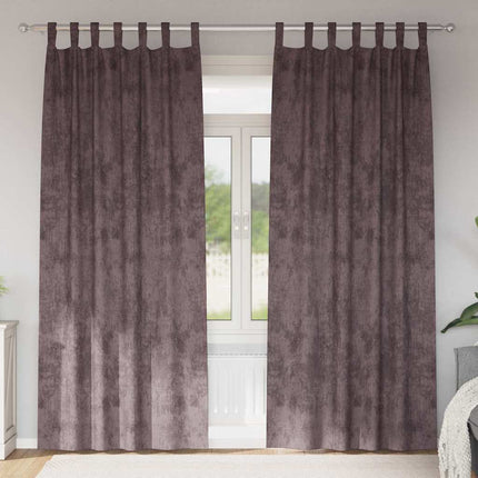 Sammetsgardiner med gardiner 2 pcs Brun 260 x 140 cm Sammet