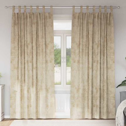 Sammetsgardiner med gardiner 2 pcs Kräm 245 x 140 cm Sammet