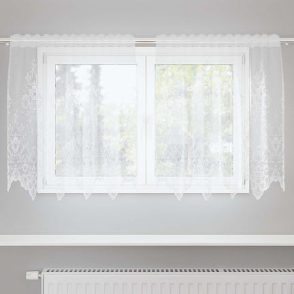 Spetsgardin med gardiner Blommor Vit 120 x 150 cm Polyester