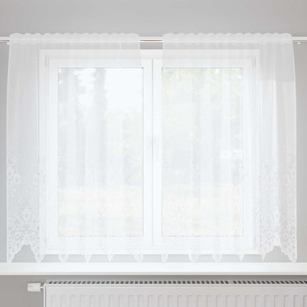 Spetsgardin med gardiner Vit 150 x 160 cm Polyester