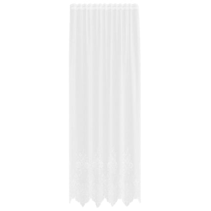 Spetsgardin med gardiner Blommor Vit 300 x 150 cm Polyester