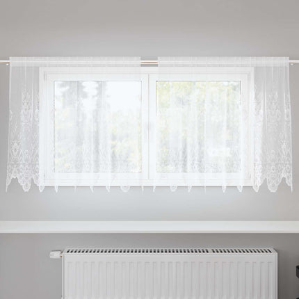 Spetsgardin med gardiner Blommor Vit 80 x 200 cm Polyester