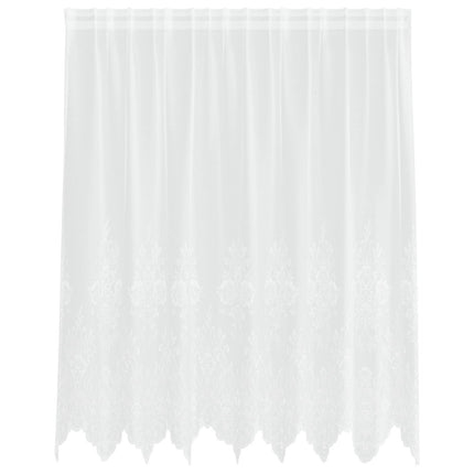 Spetsgardin med gardiner Blommor Vit 180 x 200 cm Polyester