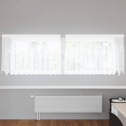 Spetsgardin med gardiner Blommor Vit 120 x 300 cm Polyester