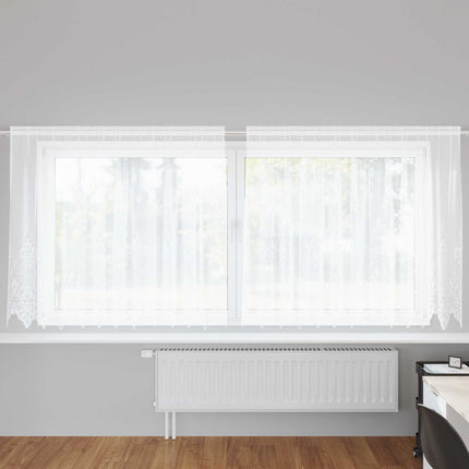 Spetsgardin med gardiner Blommor Vit 160 x 300 cm Polyester