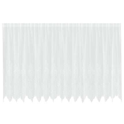 Spetsgardin med gardiner Blommor Vit 180 x 400 cm Polyester