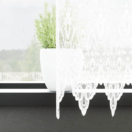 Spetsgardin med gardiner Blommor Vit 120 x 600 cm Polyester