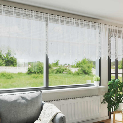Spetsgardin med gardiner Blommor Vit 100x900cm Polyester