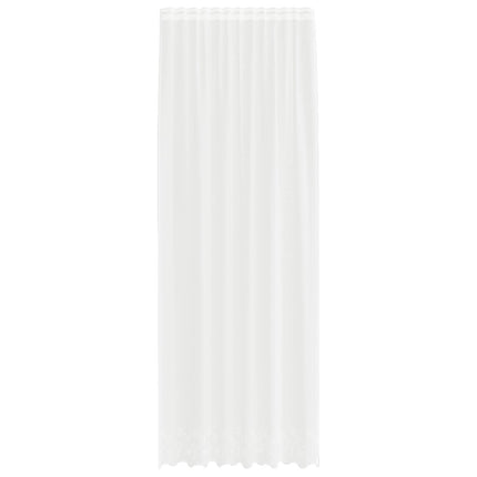 Spetsgardin med gardiner Blommor Vit 280 x 150 cm Polyester