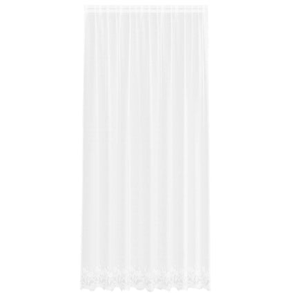 Spetsgardin med gardiner Blommor Vit 280 x 200 cm Polyester