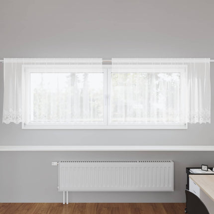 Spetsgardin med gardiner Blommor Vit 120 x 300 cm Polyester