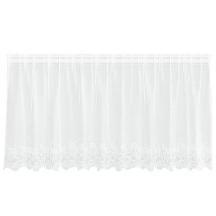 Spetsgardin med gardiner Blommor Vit 120 x 300 cm Polyester