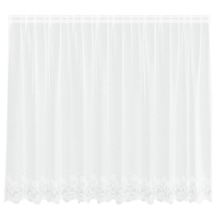 Spetsgardin med gardiner Blommor Vit 180 x 300 cm Polyester