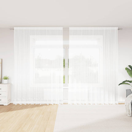 Spetsgardin med gardiner Blommor Vit 260 x 300 cm Polyester