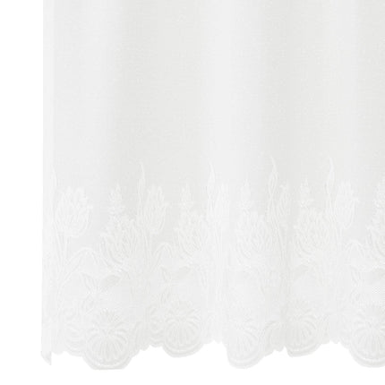 Spetsgardin med gardiner Blommor Vit 200 x 400 cm Polyester