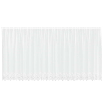 Spetsgardin med gardiner Blommor Vit 140 x 500 cm Polyester