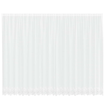 Spetsgardin med gardiner Blommor Vit 220 x 500 cm Polyester