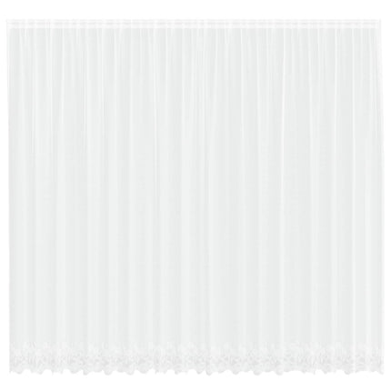 Spetsgardin med gardiner Blommor Vit 300 x 500 cm Polyester