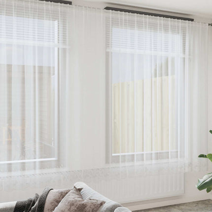 Spetsgardin med gardiner Blommor Vit 260 x 600 cm Polyester