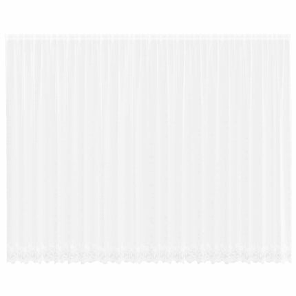 Spetsgardin med gardiner Blommor Vit 280 x 600 cm Polyester