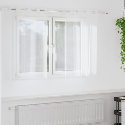 Voile Gardin med gardiner 2 pcs Vit 140 x 140 cm Polyester