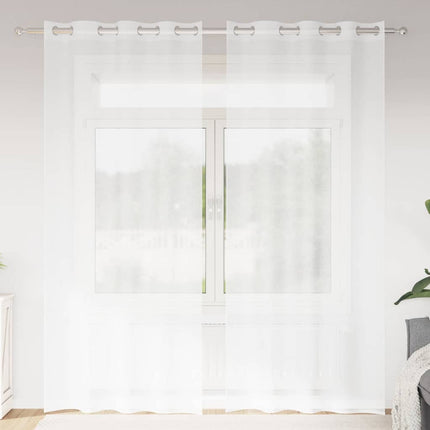 Voile Gardin med gardiner 2 pcs Vit 245 x 140 cm Polyester