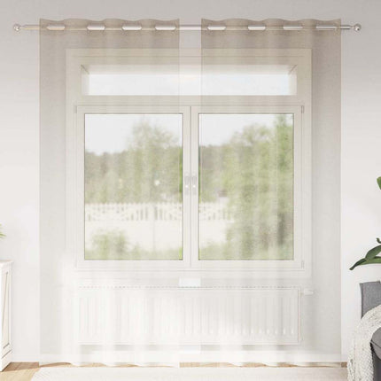 Voile Gardin med gardiner 2 pcs Sand 245 x 140 cm Polyester