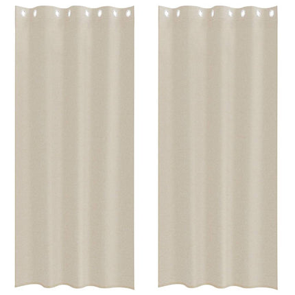 Voile Gardin med gardiner 2 pcs Sand 245 x 140 cm Polyester