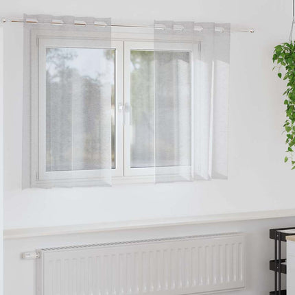 Voile Gardin med gardiner 2 pcs Ljusgrå 140 x 140 cm Polyester