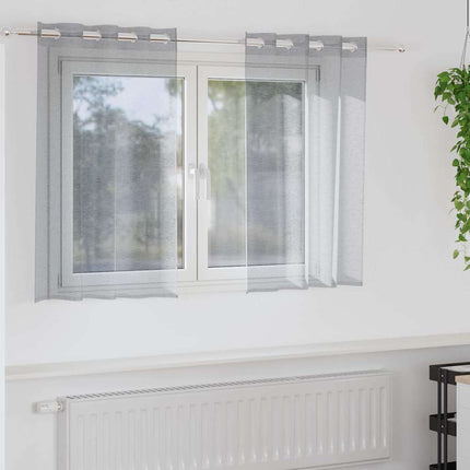 Voile Gardin med gardiner 2 pcs Mörkgrå 140 x 140 cm Polyester