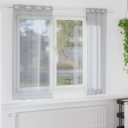 Voile Gardin med gardiner 2 pcs Mörkgrå 175 x 140 cm Polyester