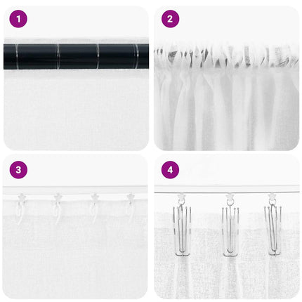 Voile Gardin med gardiner 2 pcs Vit 245 x 140 cm Polyester
