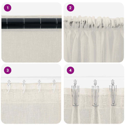 Voile Gardin 2 st Kräm 225 x 140 cm Polyester